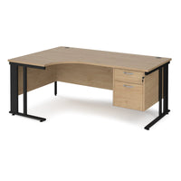 Maestro 25 cable managed left hand ergonomic desk with 2 drawer ped