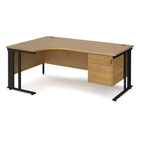 Maestro 25 cable managed left hand ergonomic desk with 2 drawer ped