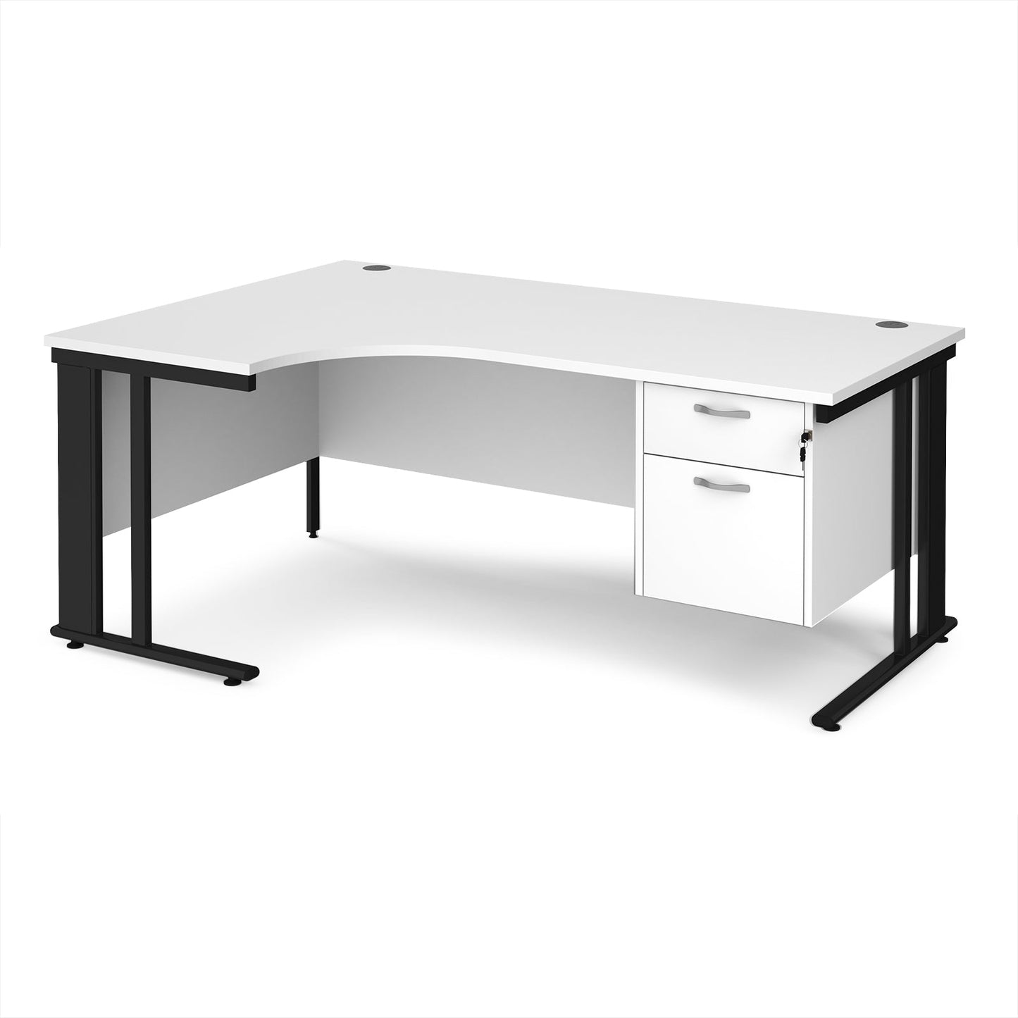 Maestro 25 cable managed left hand ergonomic desk with 2 drawer ped