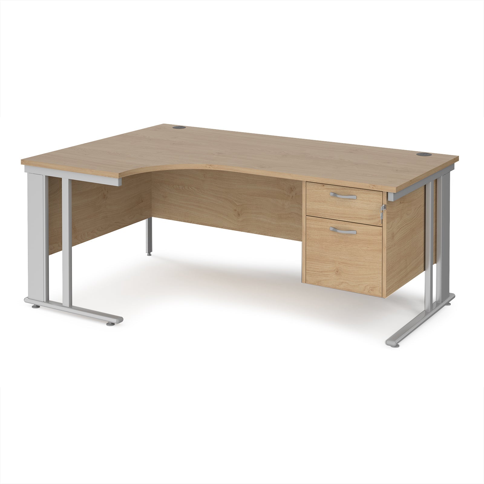 Maestro 25 cable managed left hand ergonomic desk with 2 drawer ped