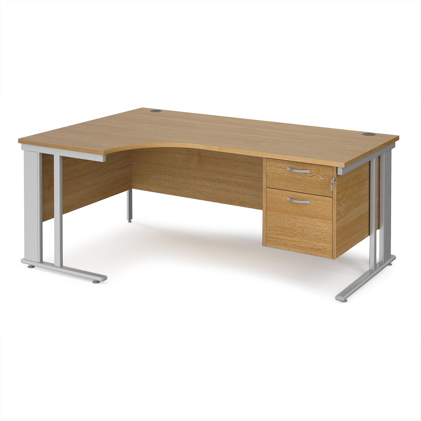 Maestro 25 cable managed left hand ergonomic desk with 2 drawer ped