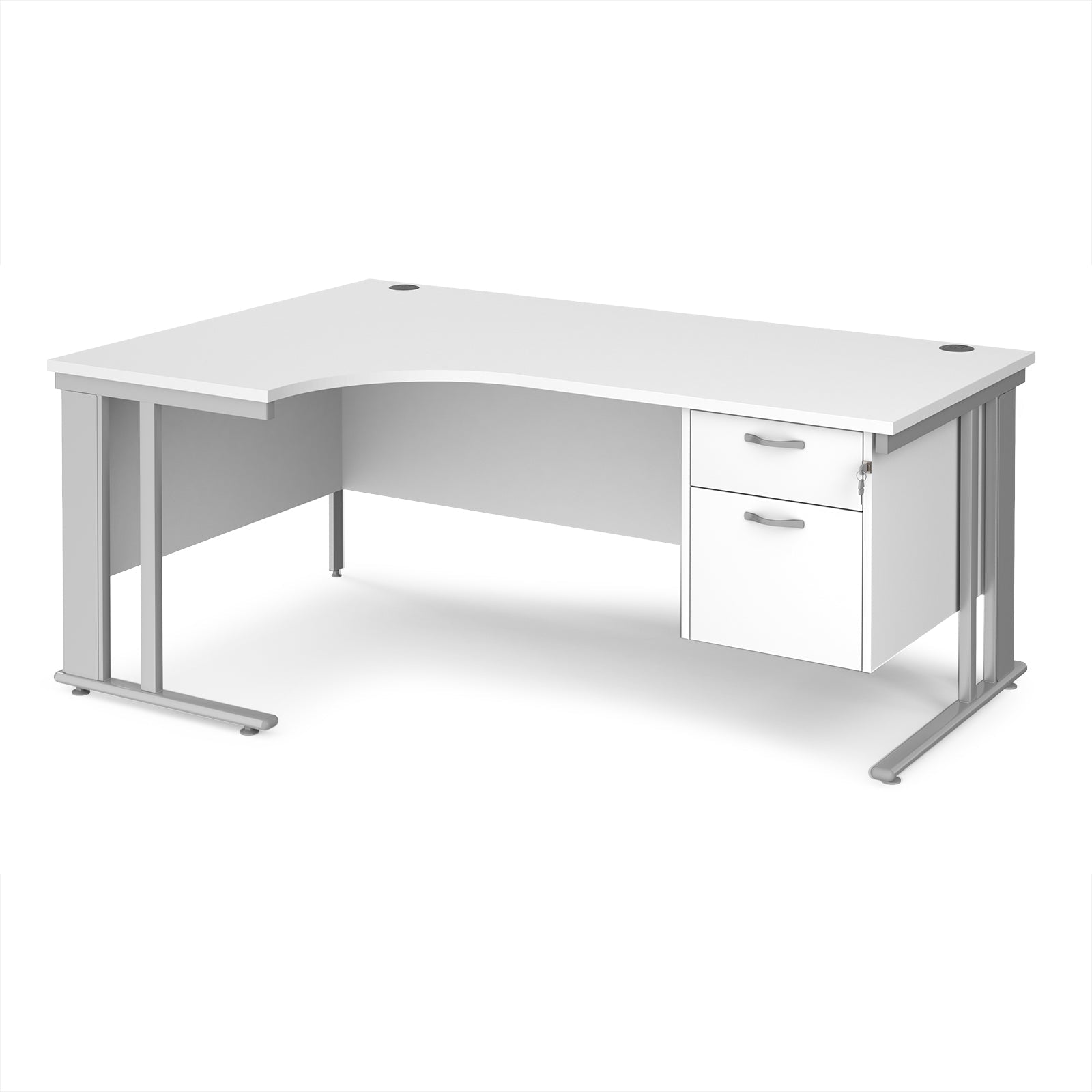 Maestro 25 cable managed left hand ergonomic desk with 2 drawer ped