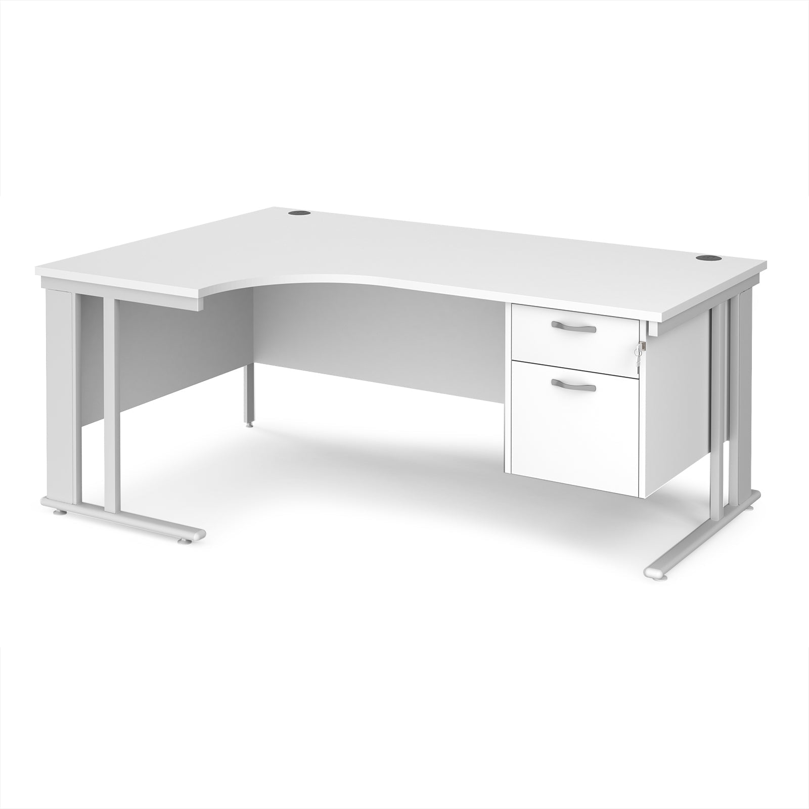 Maestro 25 cable managed left hand ergonomic desk with 2 drawer ped