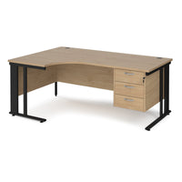 Maestro 25 cable managed left hand ergonomic desk with 3 drawer ped
