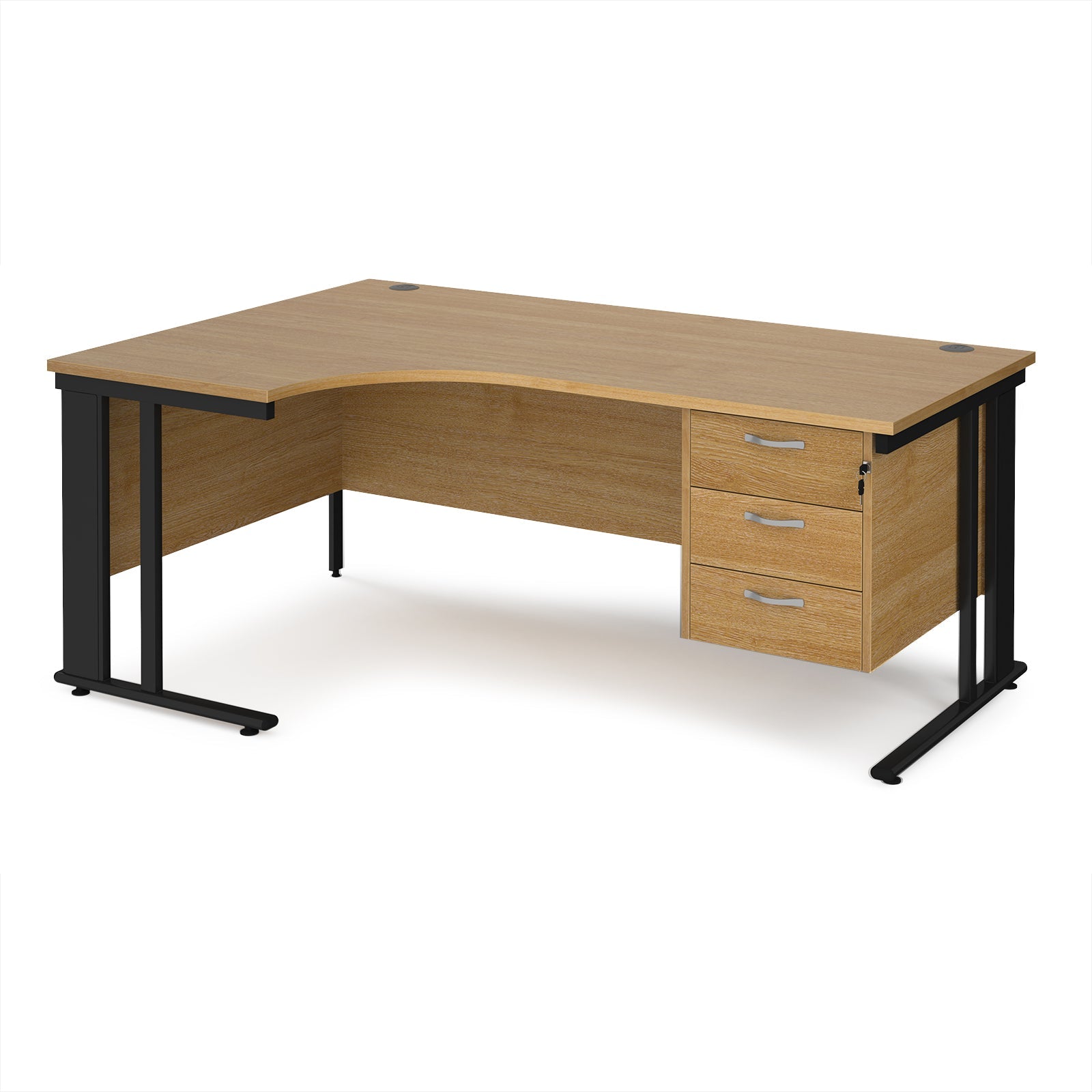 Maestro 25 cable managed left hand ergonomic desk with 3 drawer ped