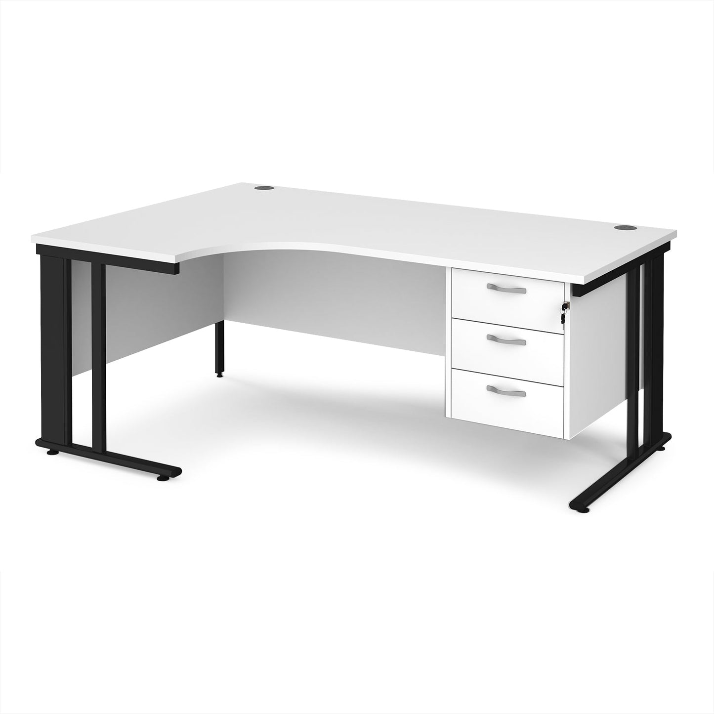 Maestro 25 cable managed left hand ergonomic desk with 3 drawer ped