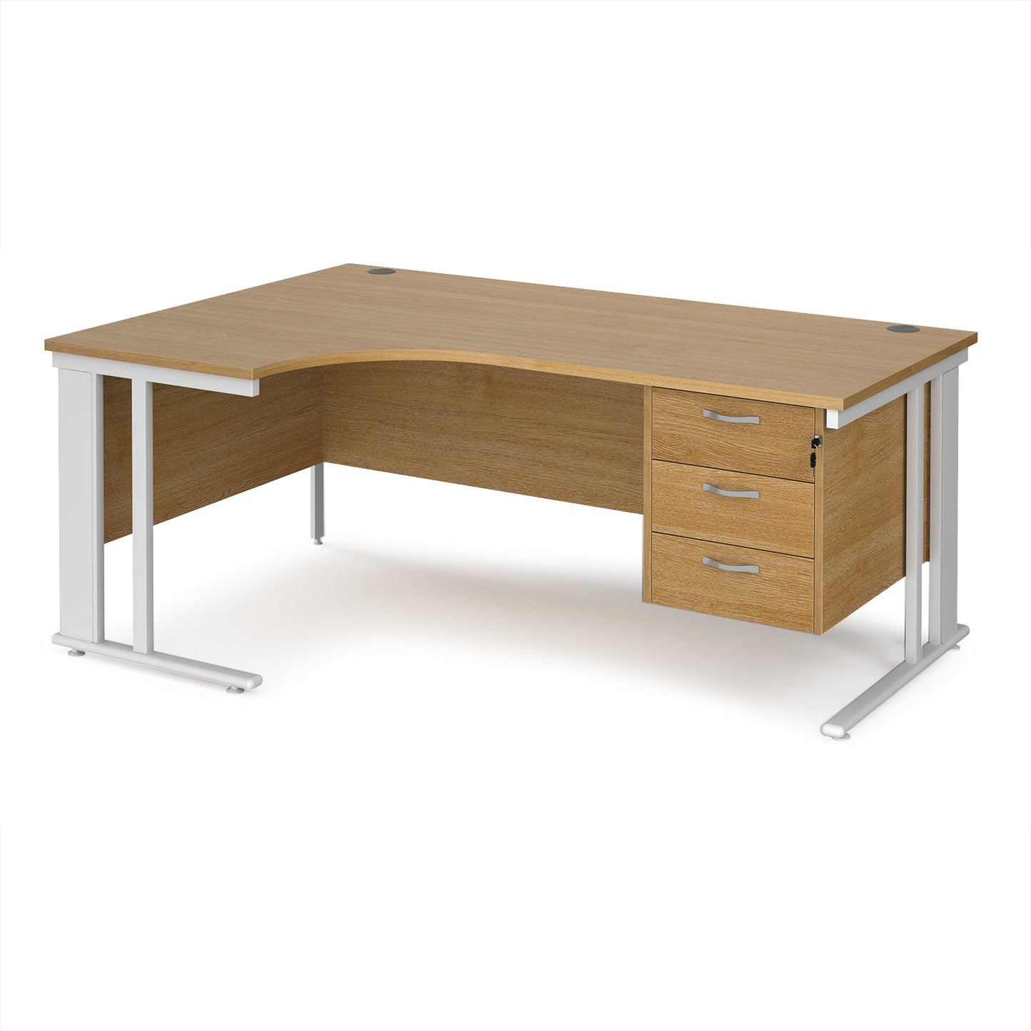 Maestro 25 cable managed left hand ergonomic desk with 3 drawer ped