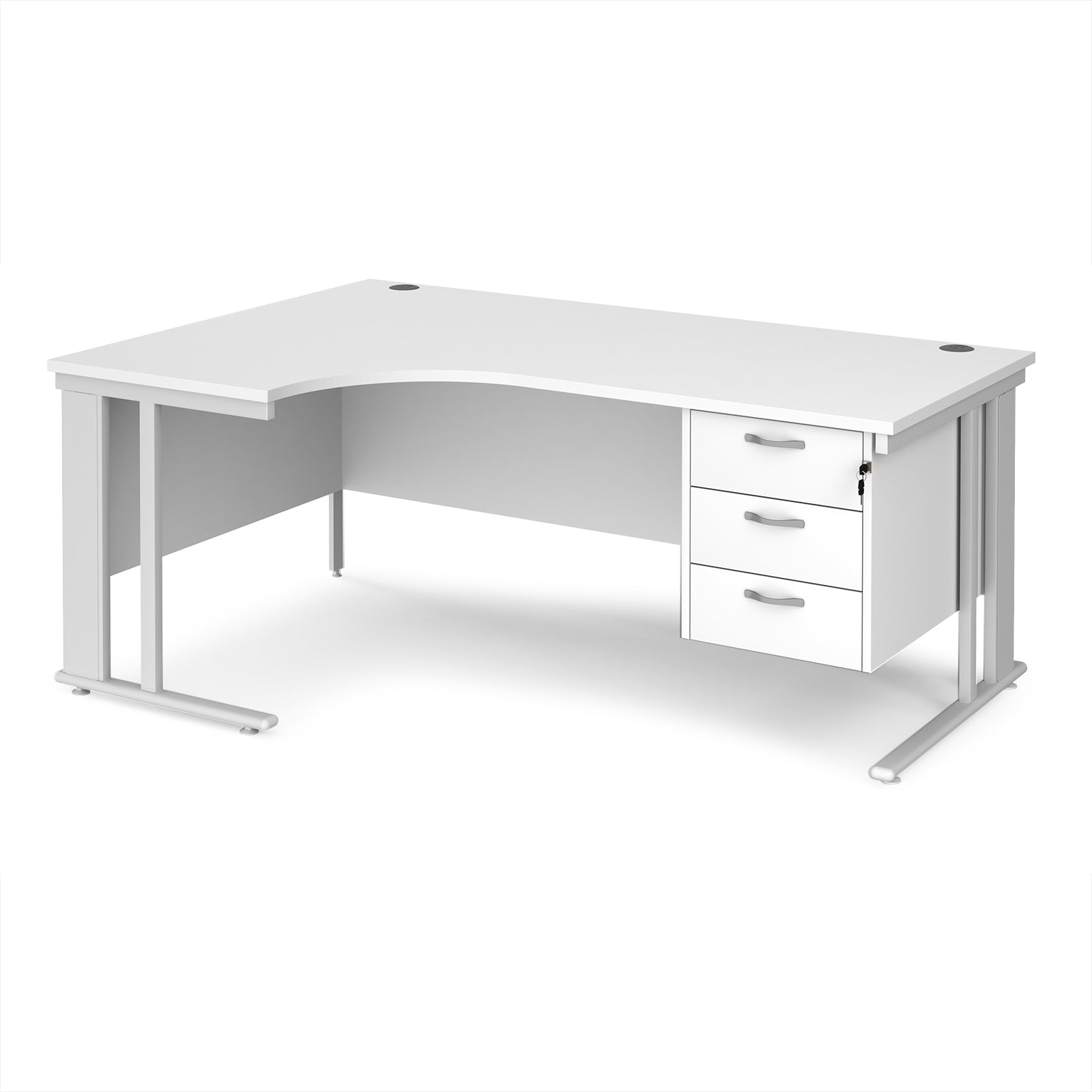 Maestro 25 cable managed left hand ergonomic desk with 3 drawer ped
