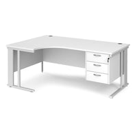 Maestro 25 cable managed left hand ergonomic desk with 3 drawer ped