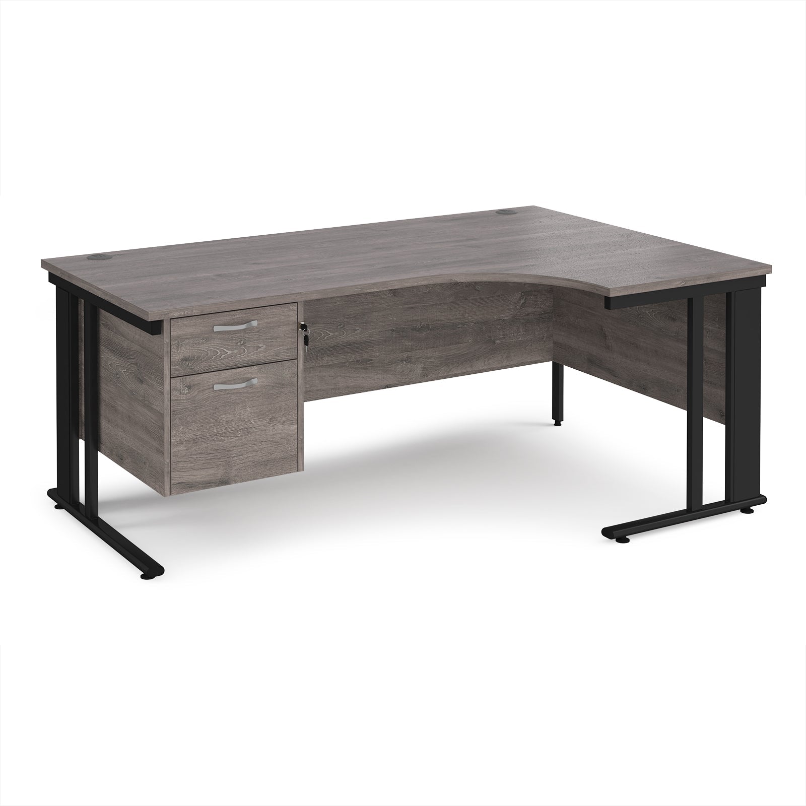 Maestro 25 cable managed right hand ergonomic desk with 2 drawer ped