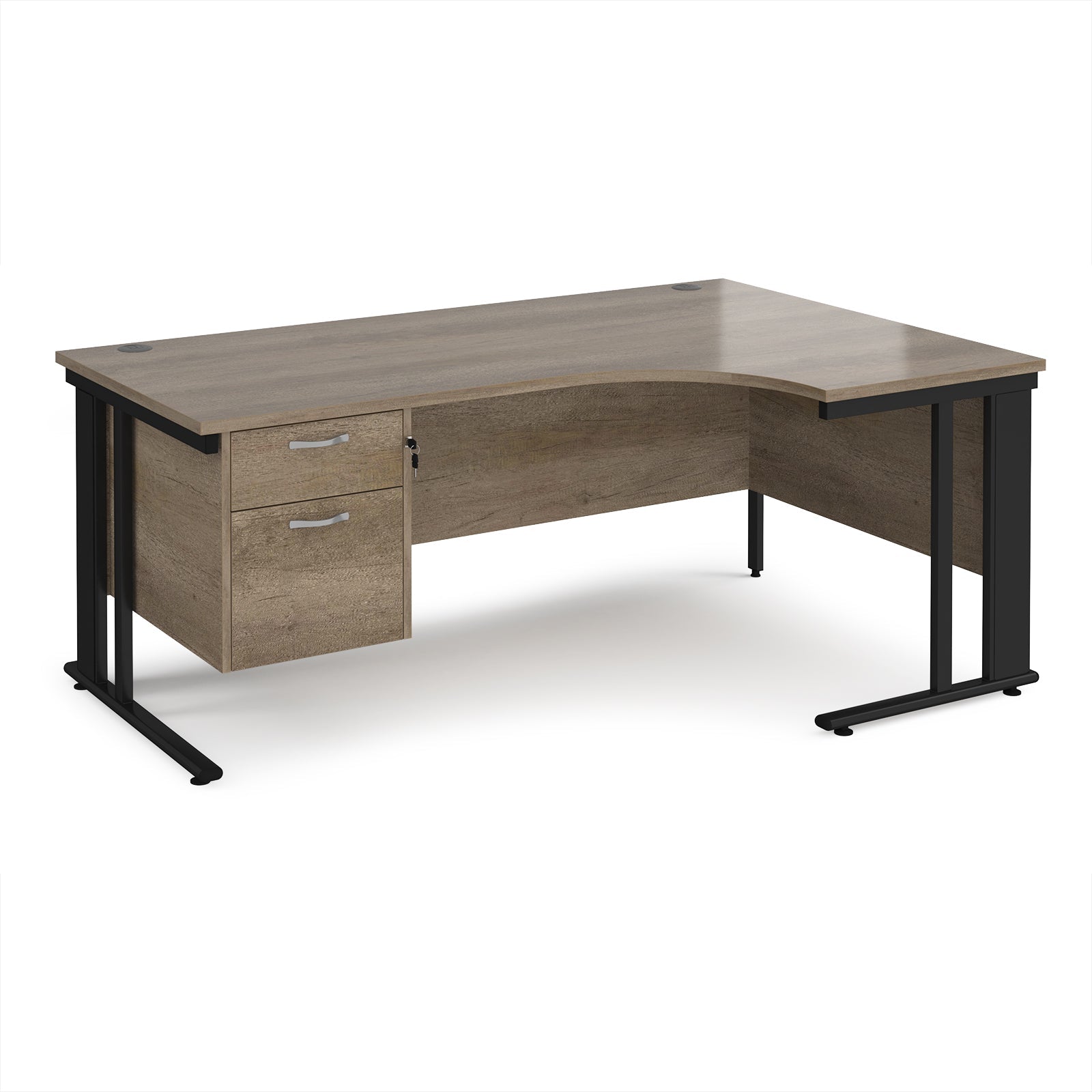 Maestro 25 cable managed right hand ergonomic desk with 2 drawer ped
