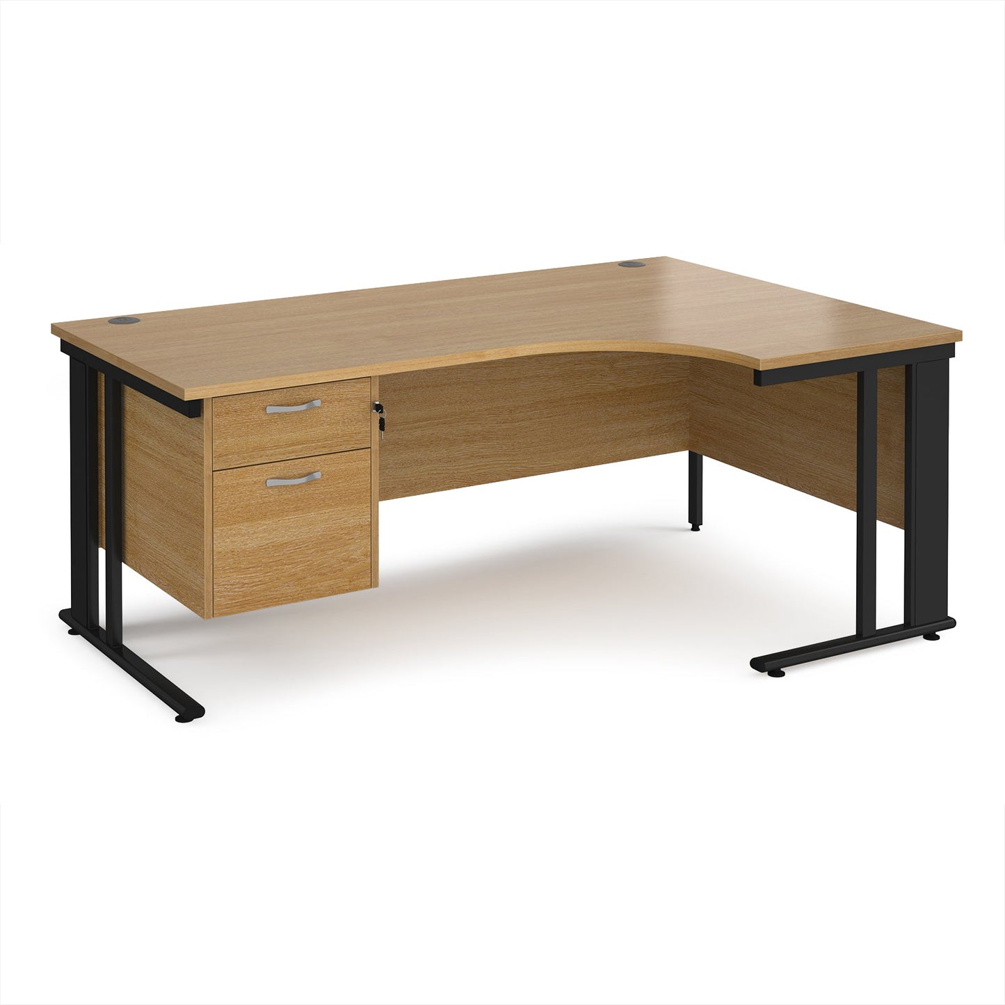Maestro 25 cable managed right hand ergonomic desk with 2 drawer ped