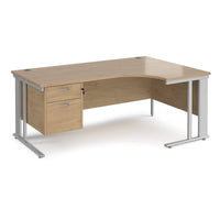 Maestro 25 cable managed right hand ergonomic desk with 2 drawer ped