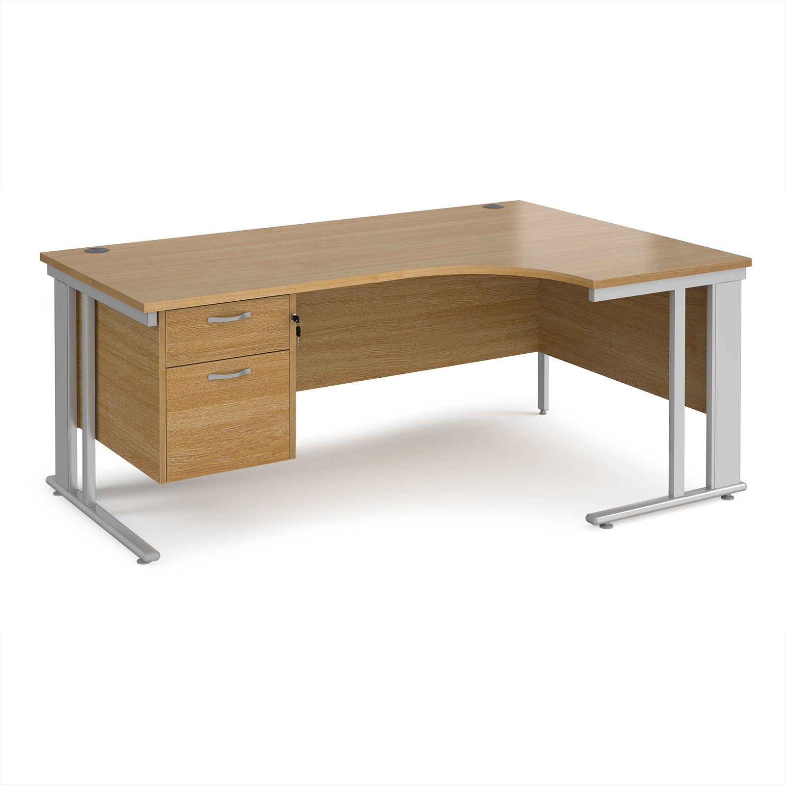 Maestro 25 cable managed right hand ergonomic desk with 2 drawer ped
