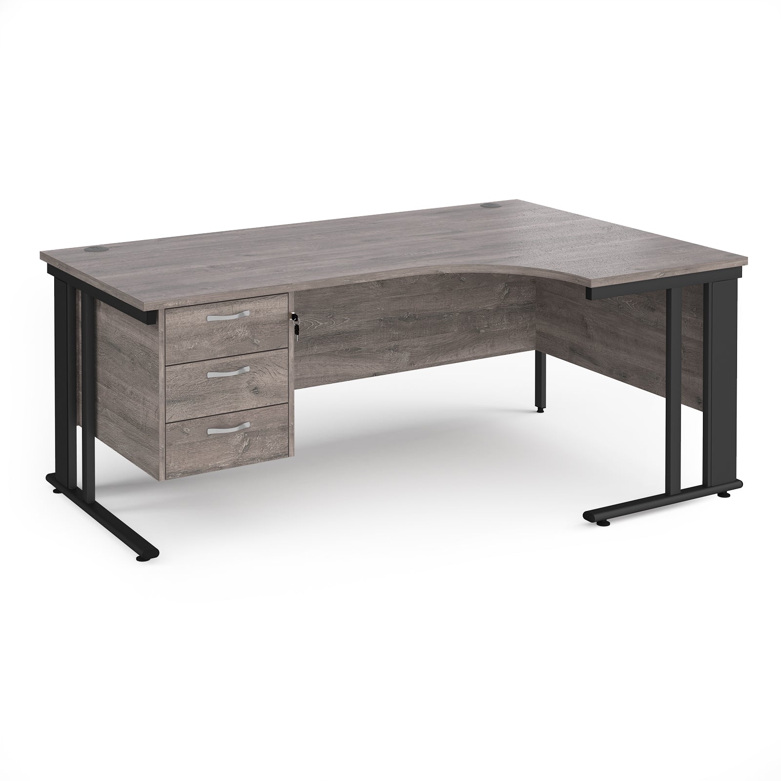 Maestro 25 Cable Managed Right Hand Ergonomic Desk With 3 Drawer Ped