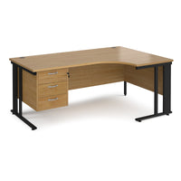 Maestro 25 cable managed right hand ergonomic desk with 3 drawer ped