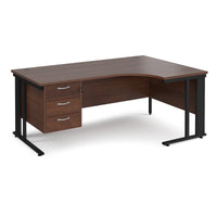 Maestro 25 cable managed right hand ergonomic desk with 3 drawer ped