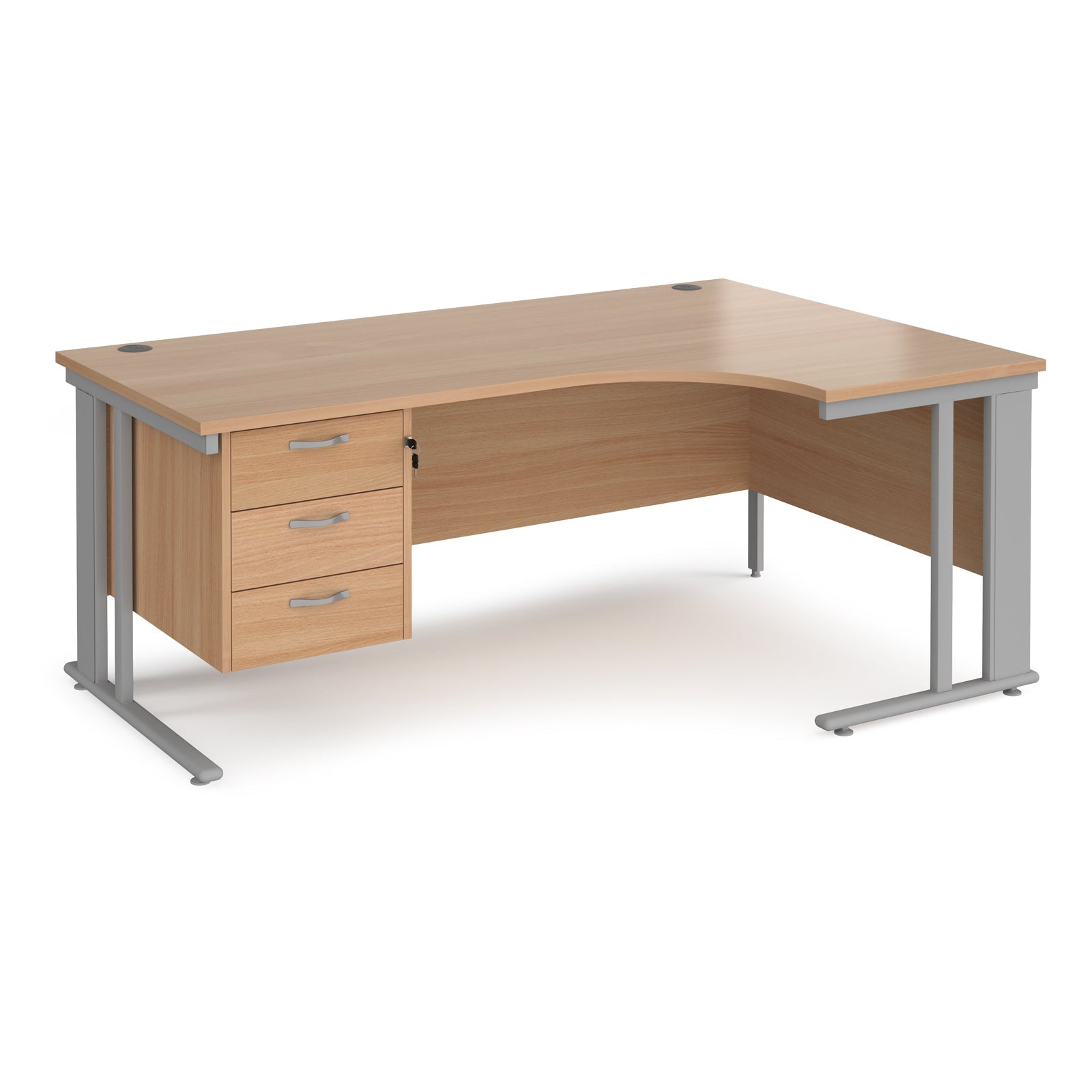 Maestro 25 Cable Managed Right Hand Ergonomic Desk With 3 Drawer Ped