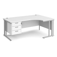 Maestro 25 cable managed right hand ergonomic desk with 3 drawer ped