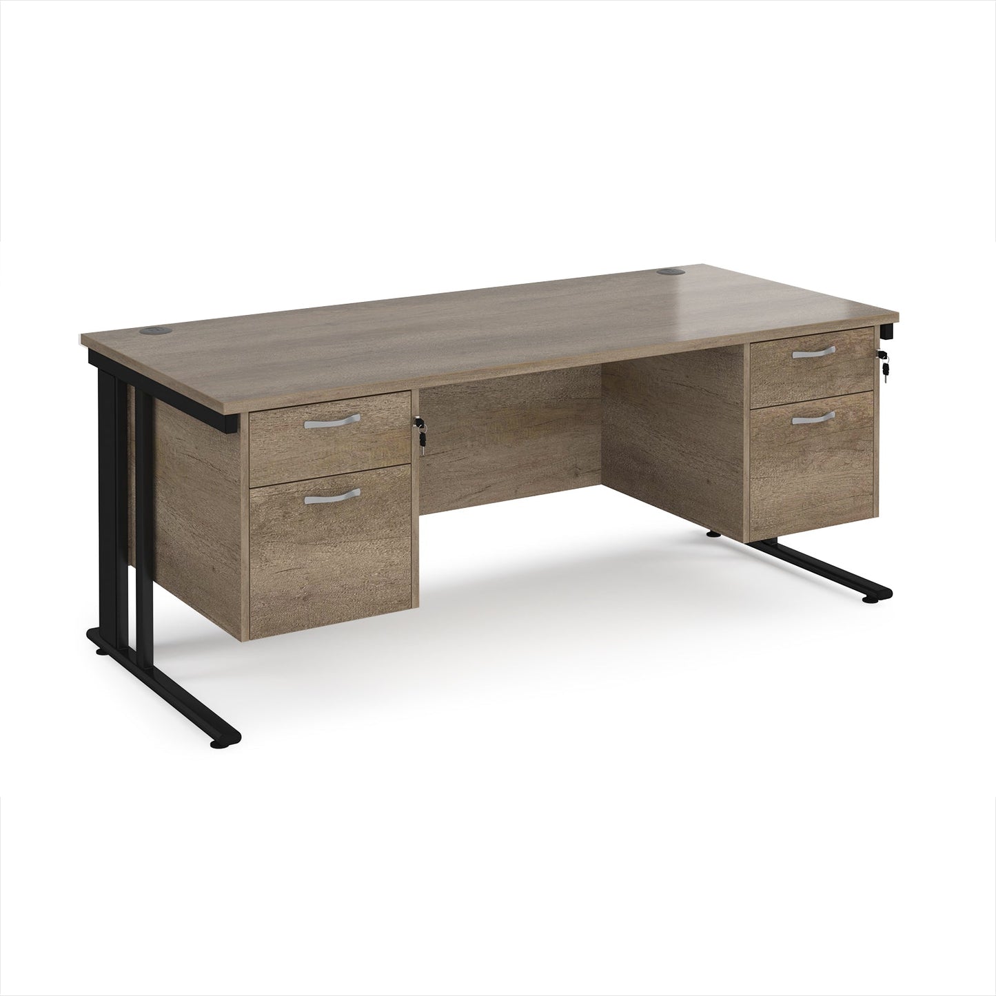 Maestro 25 cable managed 800mm deep desk with 2 x 2 drawer peds
