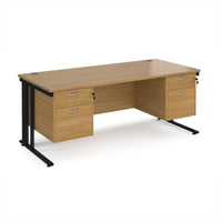 Maestro 25 cable managed 800mm deep desk with 2 x 2 drawer peds