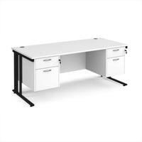 Maestro 25 cable managed 800mm deep desk with 2 x 2 drawer peds