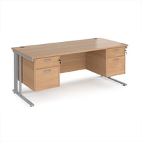 Maestro 25 cable managed 800mm deep desk with 2 x 2 drawer peds