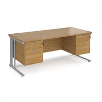 Maestro 25 cable managed 800mm deep desk with 2 x 2 drawer peds