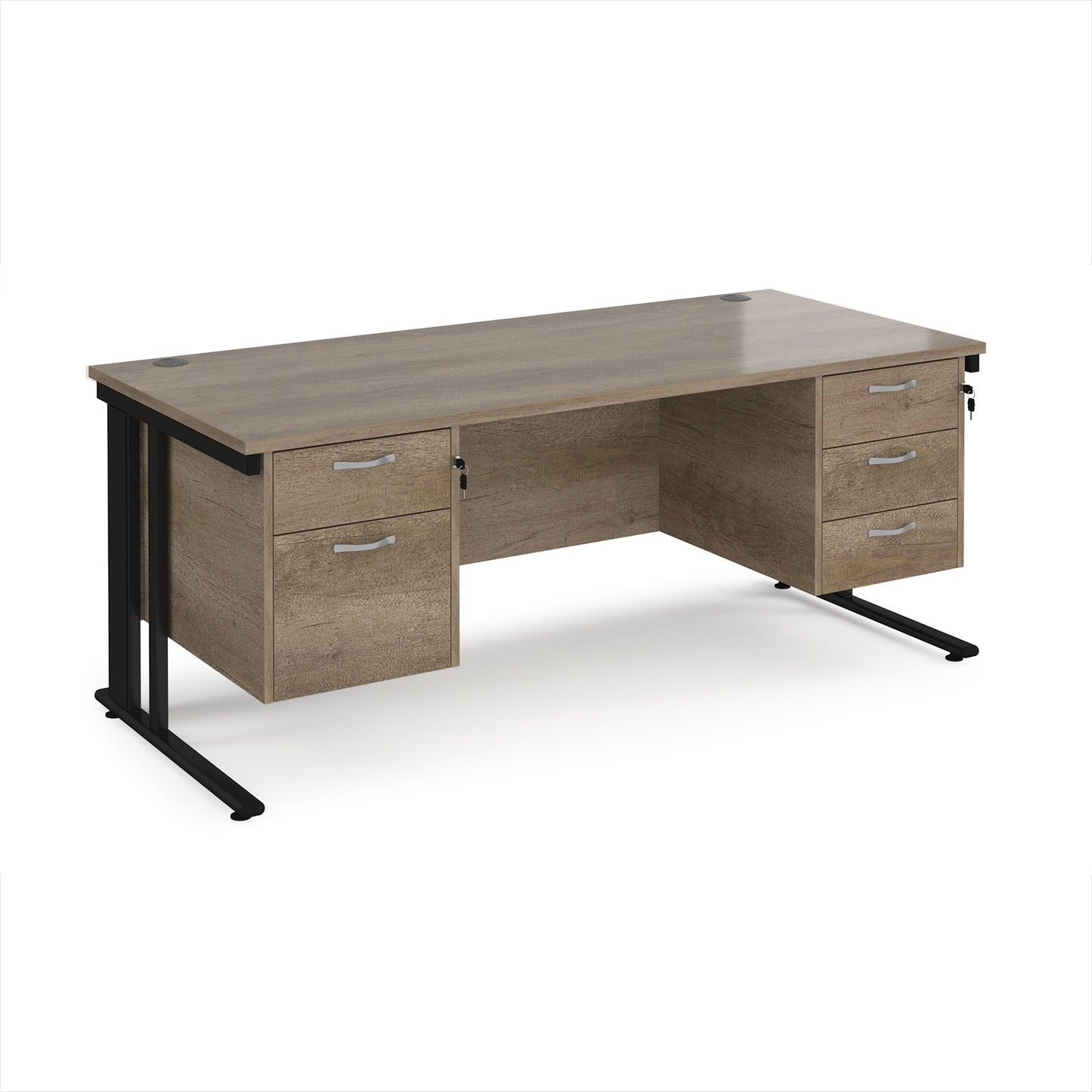 Maestro 25 cable managed 800mm deep desk with 2 & 3 drawer peds