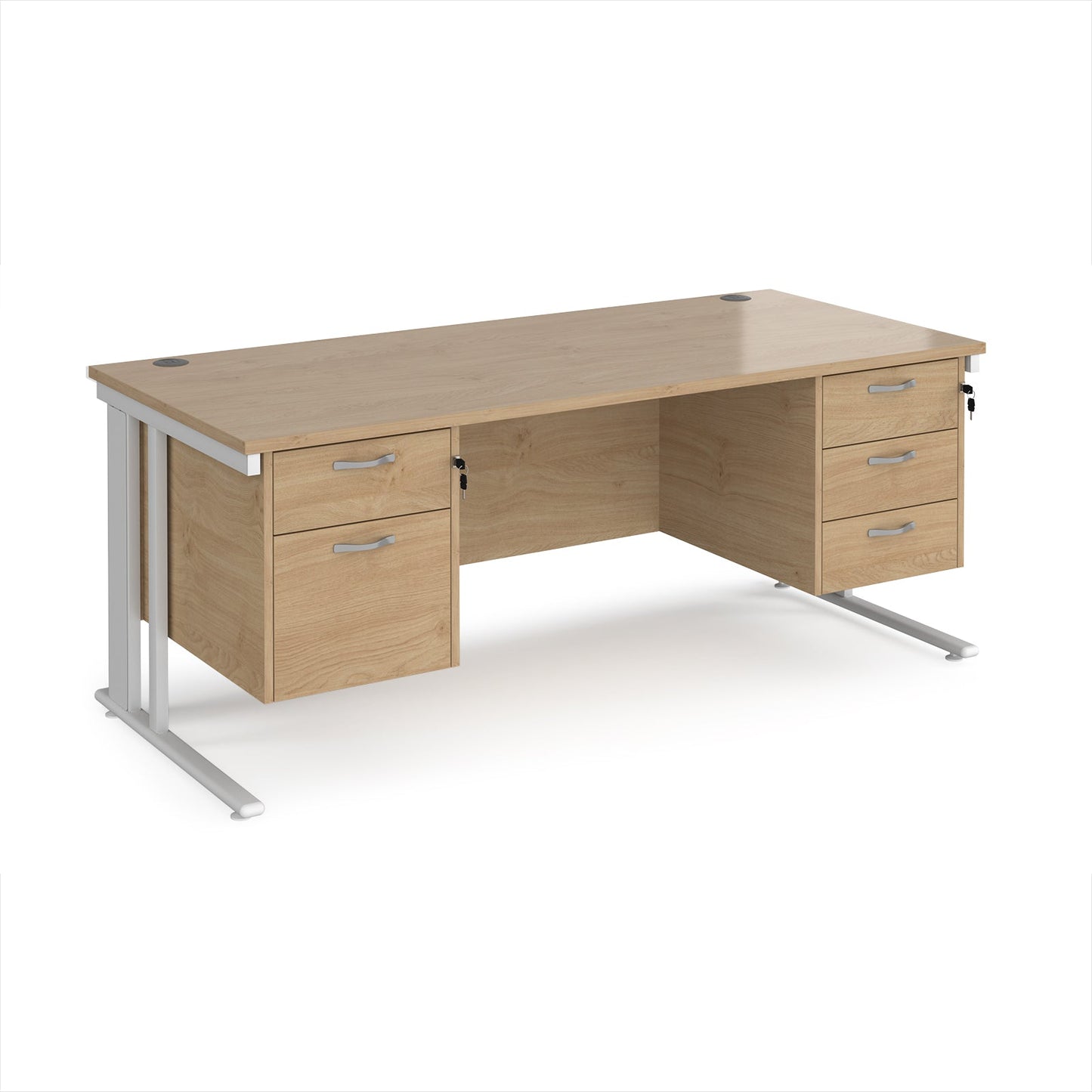 Maestro 25 cable managed 800mm deep desk with 2 & 3 drawer peds