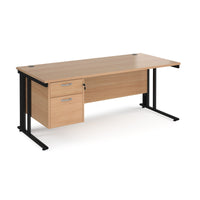 Maestro 25 cable managed 800mm deep desk with 2 drawer ped