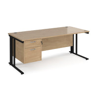 Maestro 25 cable managed 800mm deep desk with 2 drawer ped