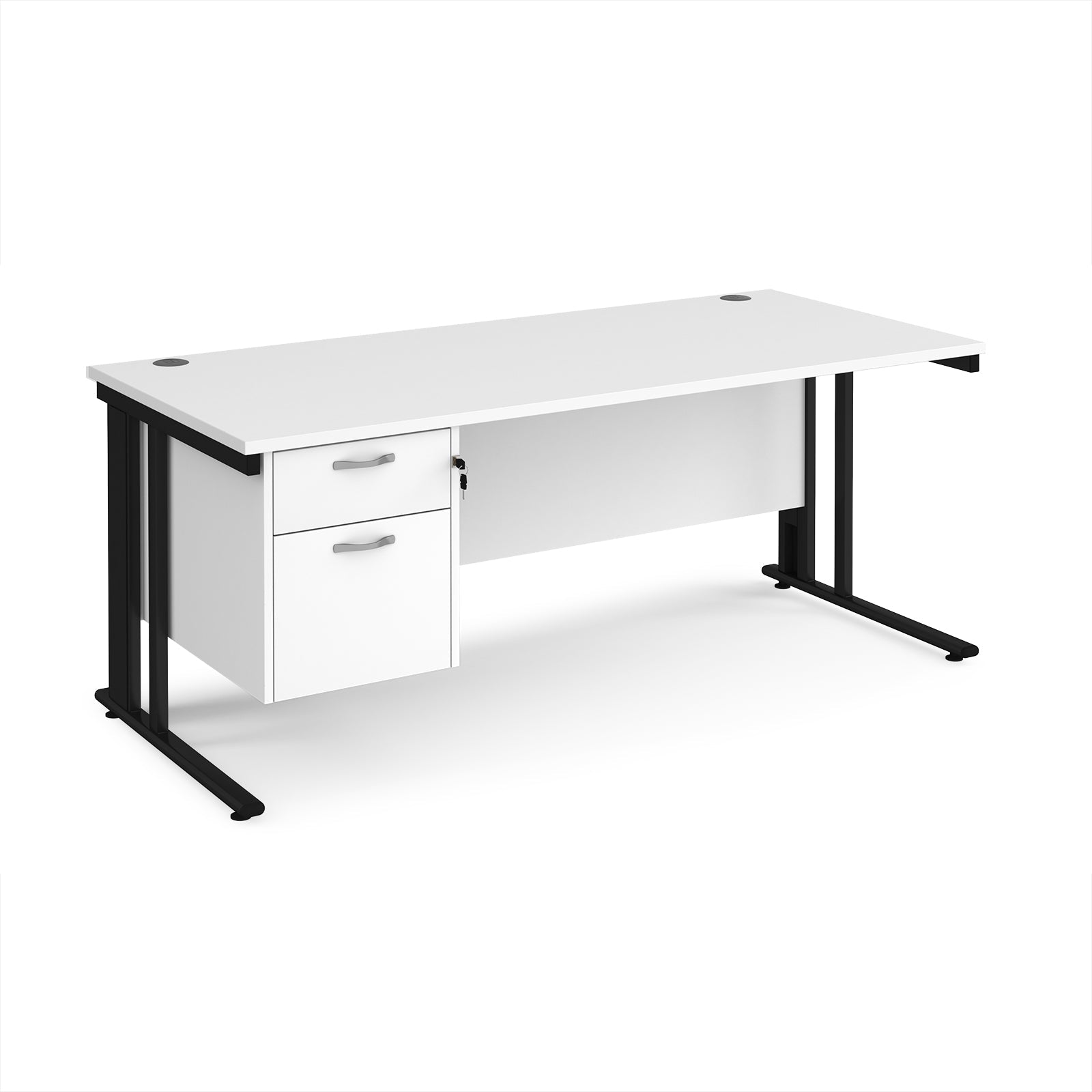 Maestro 25 cable managed 800mm deep desk with 2 drawer ped