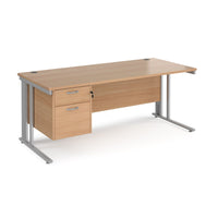 Maestro 25 cable managed 800mm deep desk with 2 drawer ped