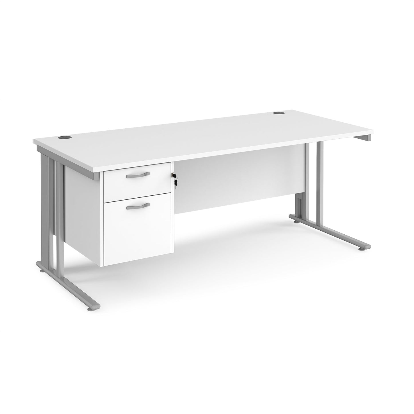Maestro 25 cable managed 800mm deep desk with 2 drawer ped