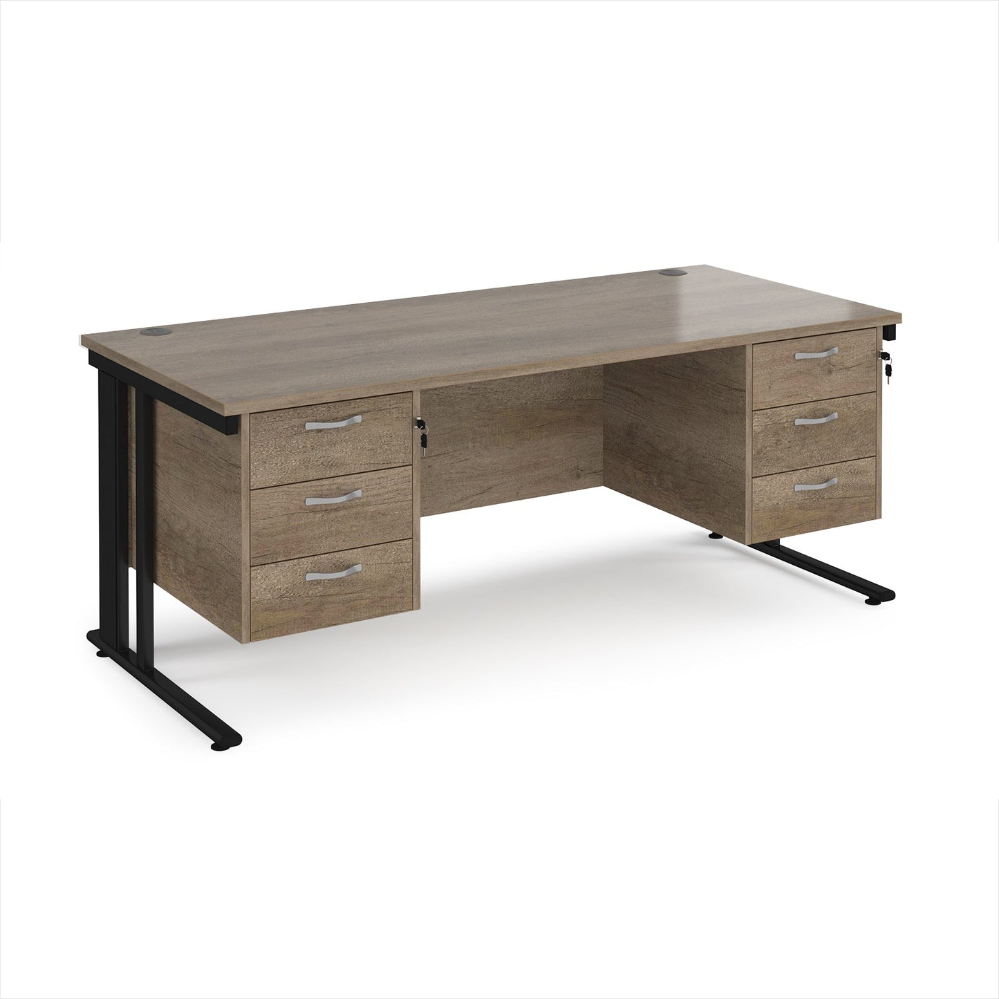 Maestro 25 cable managed 800mm deep desk with 2 x 3 drawer peds