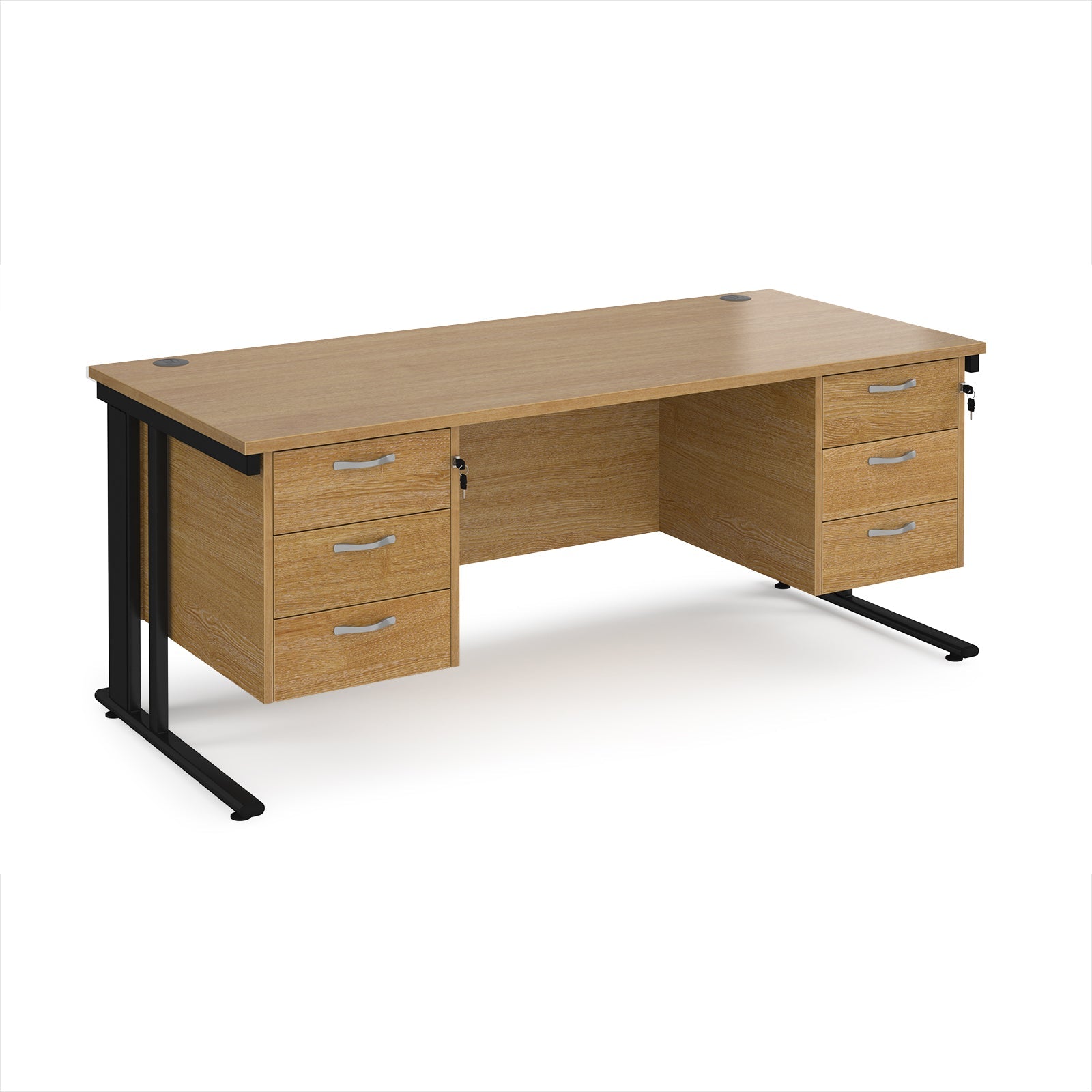 Maestro 25 cable managed 800mm deep desk with 2 x 3 drawer peds