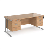 Maestro 25 cable managed 800mm deep desk with 2 x 3 drawer peds