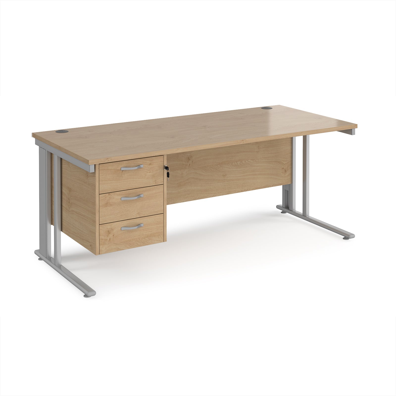 Maestro 25 cable managed 800mm deep desk with 3 drawer ped