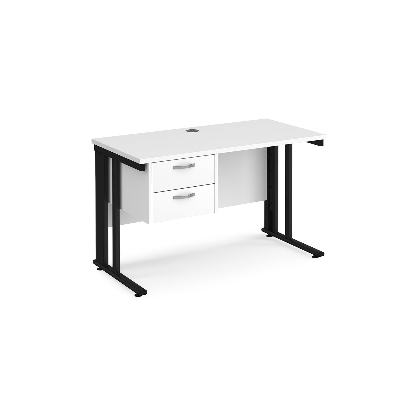 Maestro 25 cable managed 600mm deep desk with 2 drawer ped