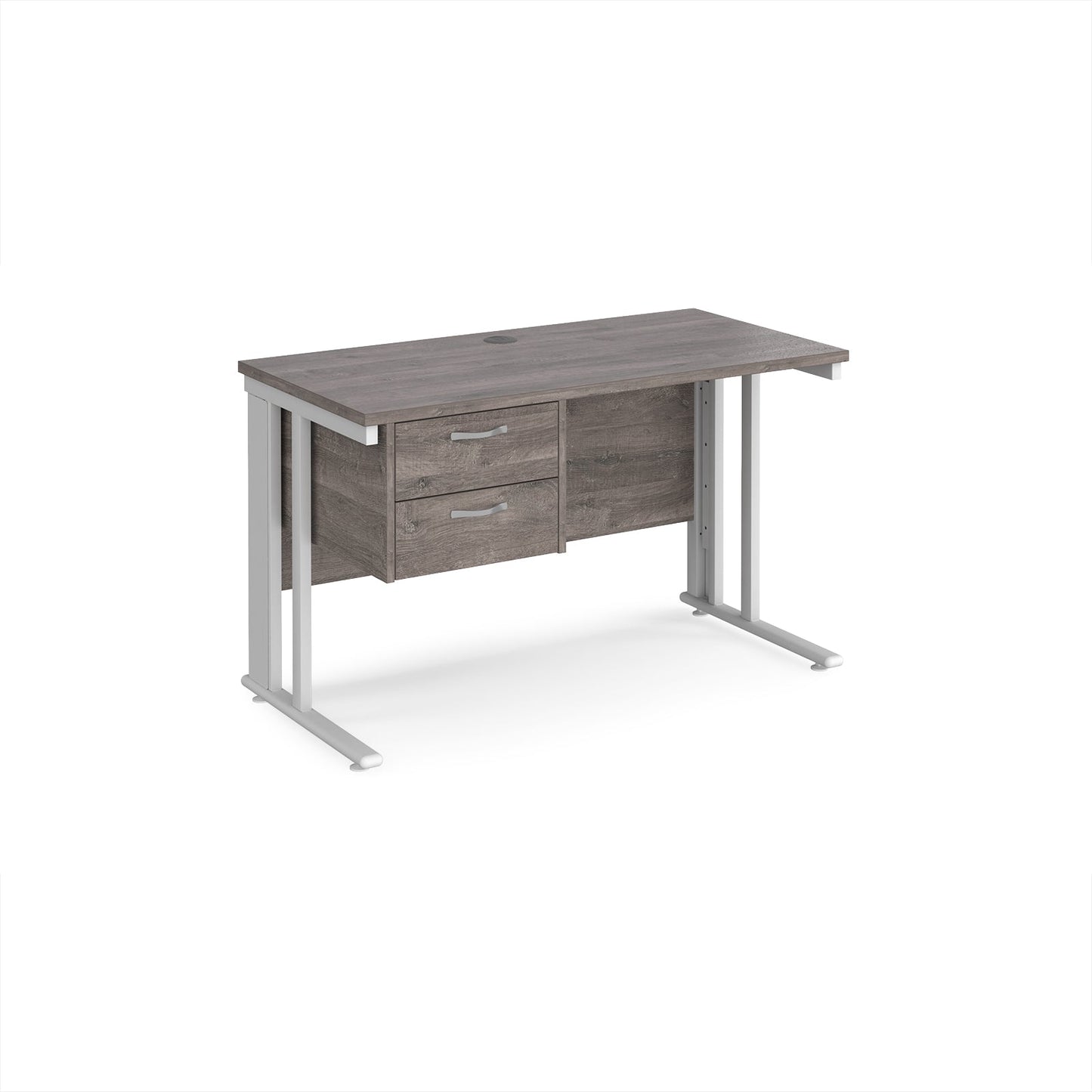 Maestro 25 cable managed 600mm deep desk with 2 drawer ped
