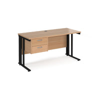 Maestro 25 cable managed 600mm deep desk with 2 drawer ped