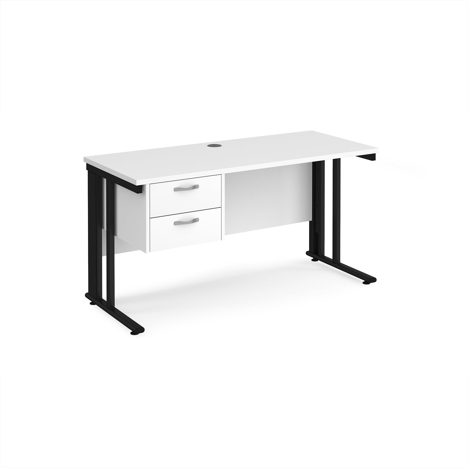 Maestro 25 cable managed 600mm deep desk with 2 drawer ped