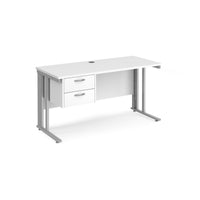 Maestro 25 cable managed 600mm deep desk with 2 drawer ped