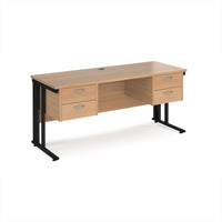 Maestro 25 cable managed 600mm deep desk with 2 x 2 drawer peds