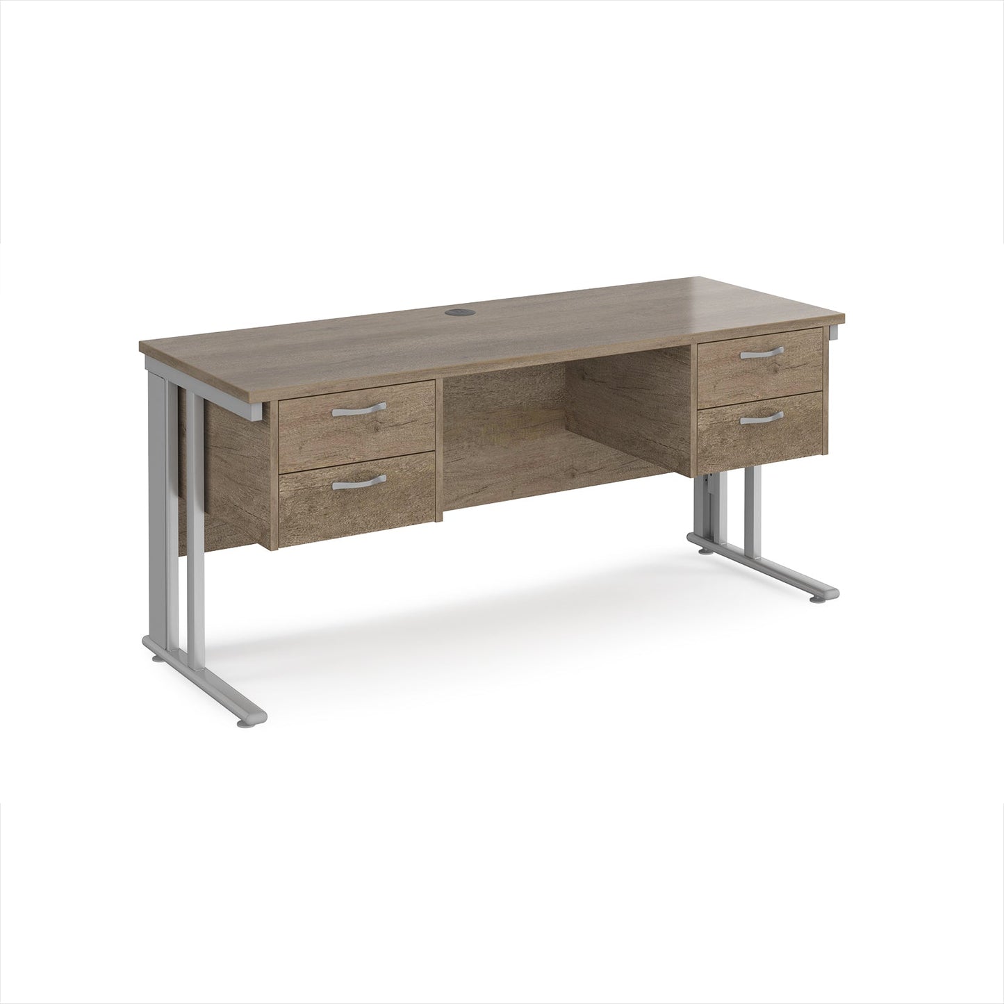 Maestro 25 cable managed 600mm deep desk with 2 x 2 drawer peds