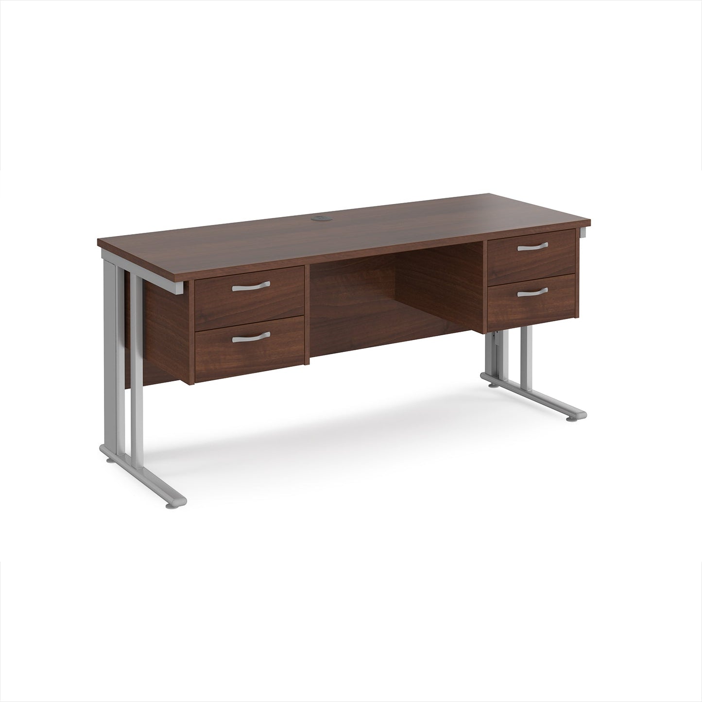 Maestro 25 cable managed 600mm deep desk with 2 x 2 drawer peds