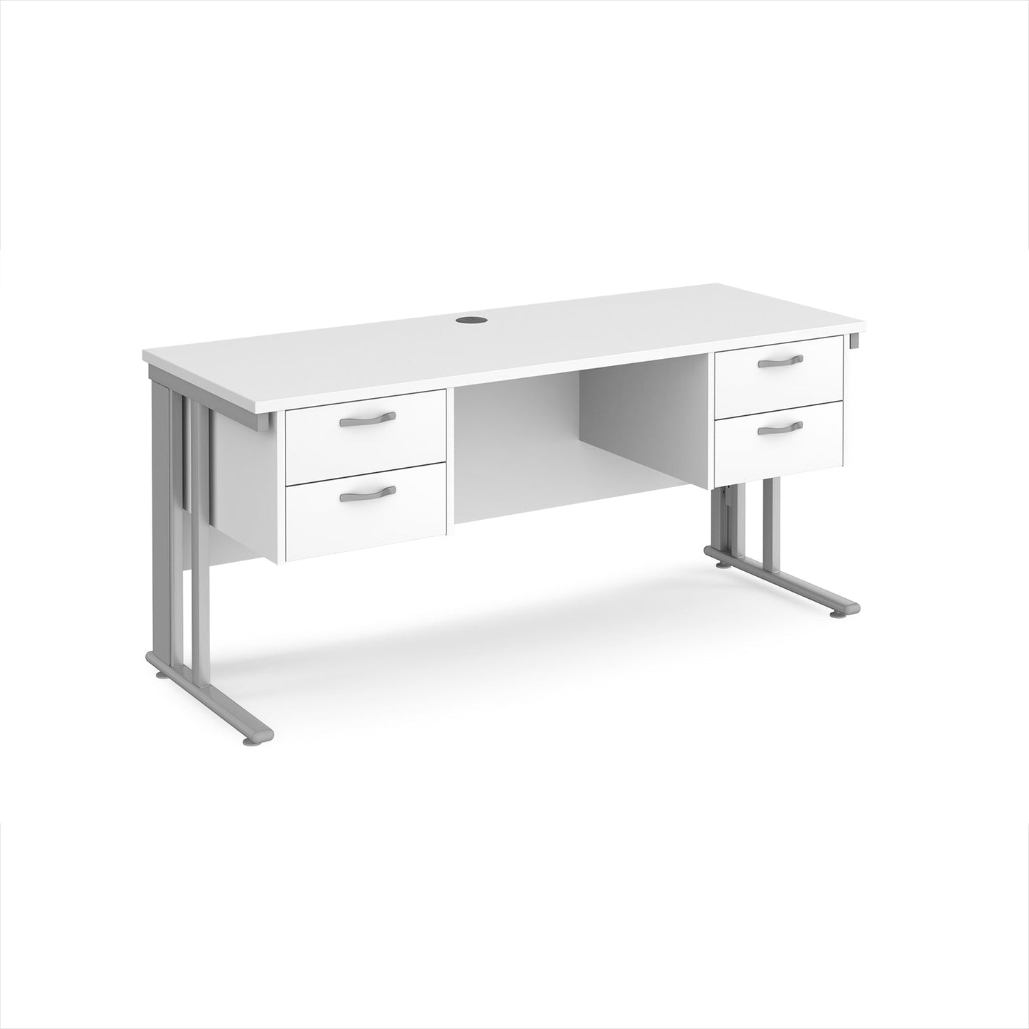 Maestro 25 cable managed 600mm deep desk with 2 x 2 drawer peds