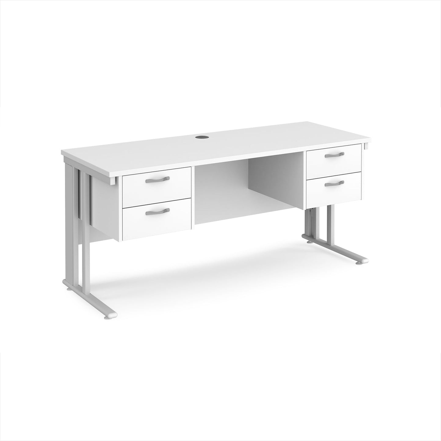 Maestro 25 cable managed 600mm deep desk with 2 x 2 drawer peds