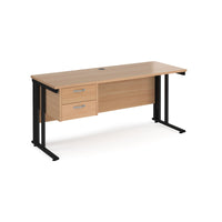 Maestro 25 cable managed 600mm deep desk with 2 drawer ped